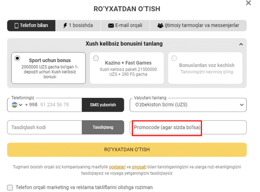 melbet promo code uzbekistan