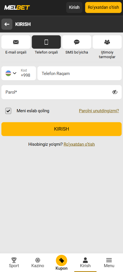 melbet login